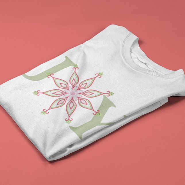 Camiseta Festividad navidad Alegría fantástica Copo de niev (Simple Joy snowflake holiday mens t shirt.)