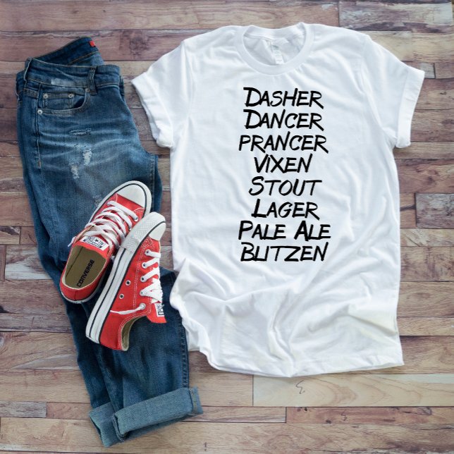 Camiseta Festividad por los nombres de renos de cerveza Nav (Subido por el creador)