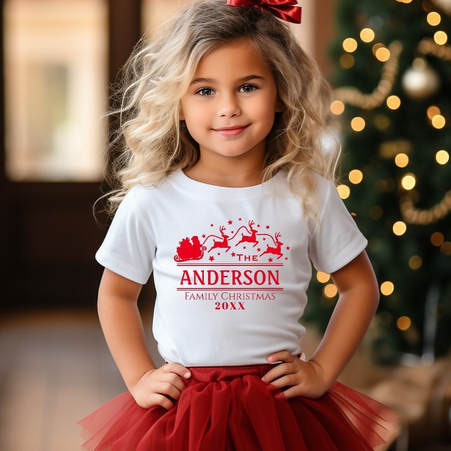 Camiseta Festividades de Chicas personalizados que coincide (Family Christmas Matching Personalized T-Shirt)