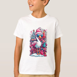 Camiseta Festividades de Flamingo Santa Hat y Glasses Chris