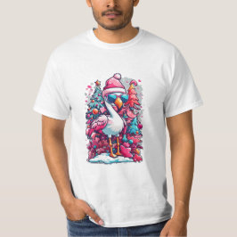 Camiseta Festividades de Flamingo Santa Hat y Glasses Chris