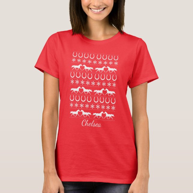 Camiseta Festividades de Navidades de jockey y equitación d (Anverso)