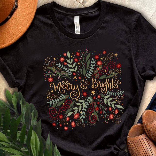 Camiseta Festividades de Navidades florales de bonito (Subido por el creador)