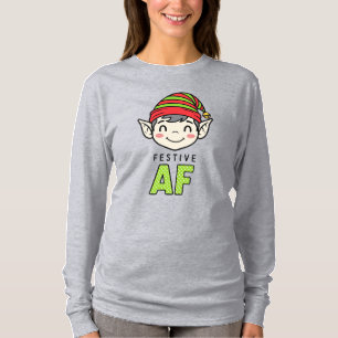 Camiseta Festivo AF   Humor Divertido de Elfo de Navidad