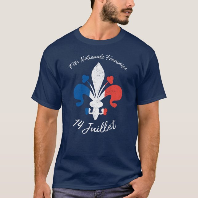 Camiseta Fete Nationale Francaise 14 Juillet de la flor de (Anverso)