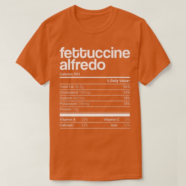 Camiseta Fettuccine Alfredo Nutrition Facts Family Matching (Diseño del anverso)