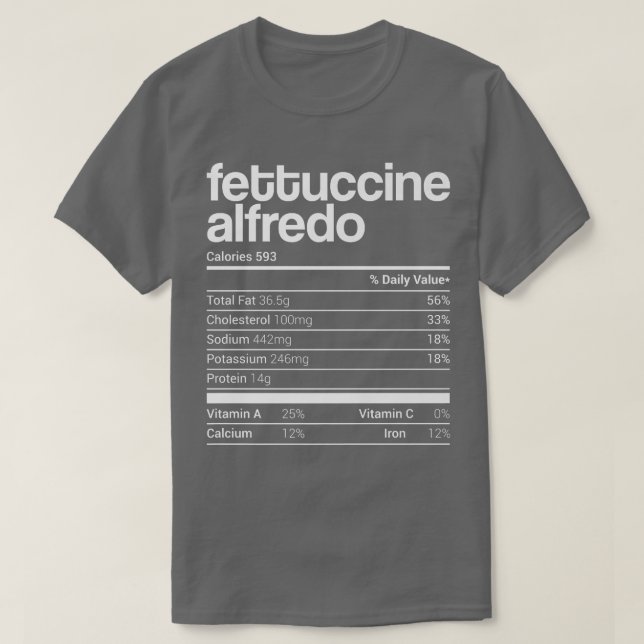 Camiseta Fettuccine Alfredo Nutrition Facts Matanza familia (Diseño del anverso)
