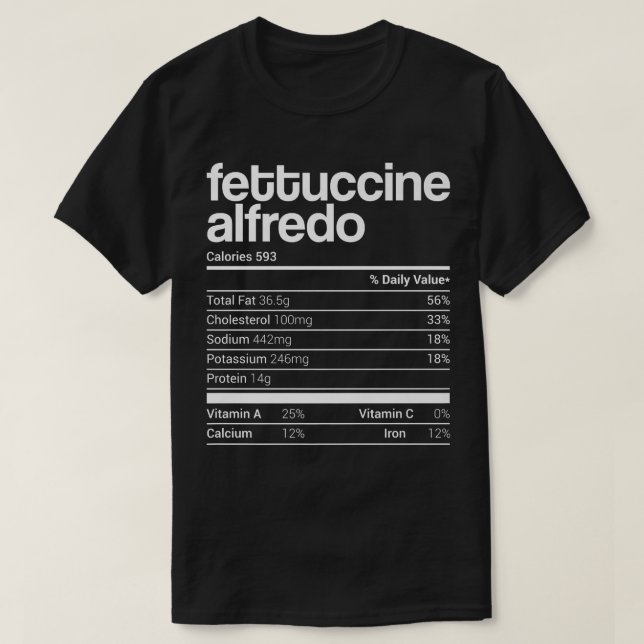Camiseta Fettuccine Alfredo Nutrition Facts Matanza familia (Diseño del anverso)
