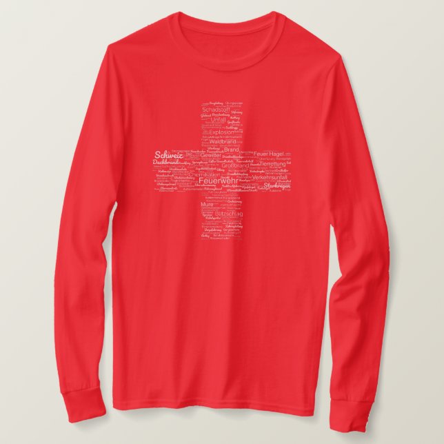 Camiseta Feuerwehr Schweiz - Wortwolke Design (Anverso del diseño)