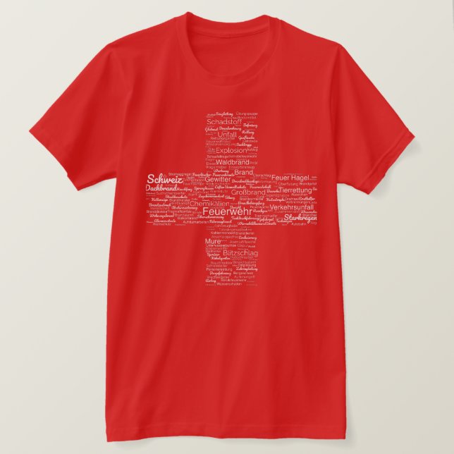 Camiseta Feuerwehr Schweiz - Wortwolke Design (Anverso del diseño)