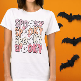 Camiseta Fflores y fantasmas de Halloween retro Groovy