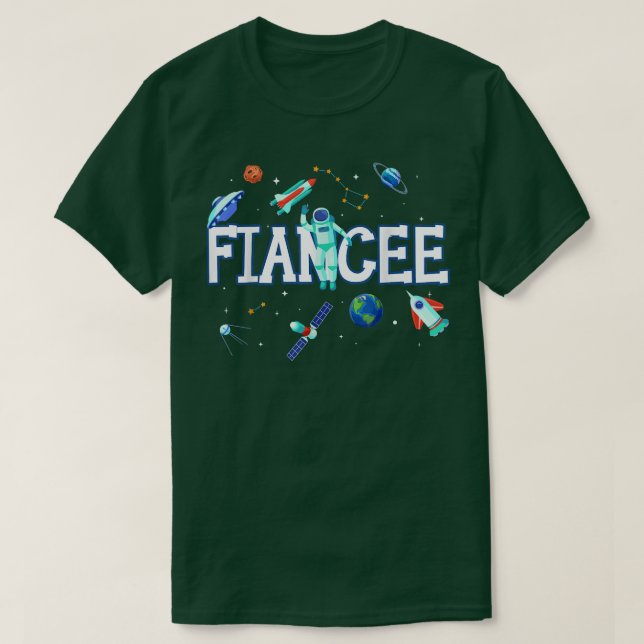 Camiseta Fiancee Astronaut Space Family coincidiendo Cumple (Diseño del anverso)