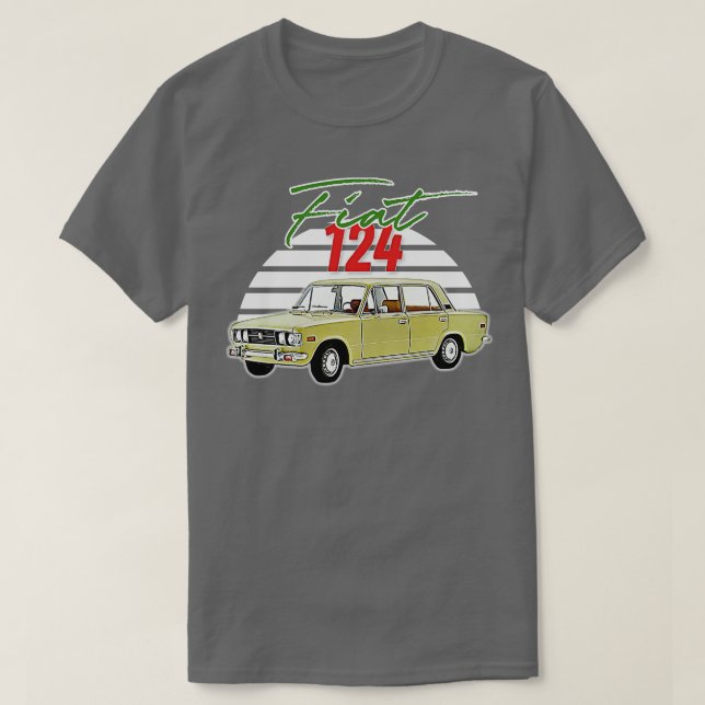 Camiseta Fiat 124 Retro Diseño de Regalos de Amante Italian (Diseño del anverso)