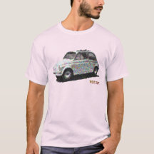 Fiat 500 clásico en blanco sobre rosa claro