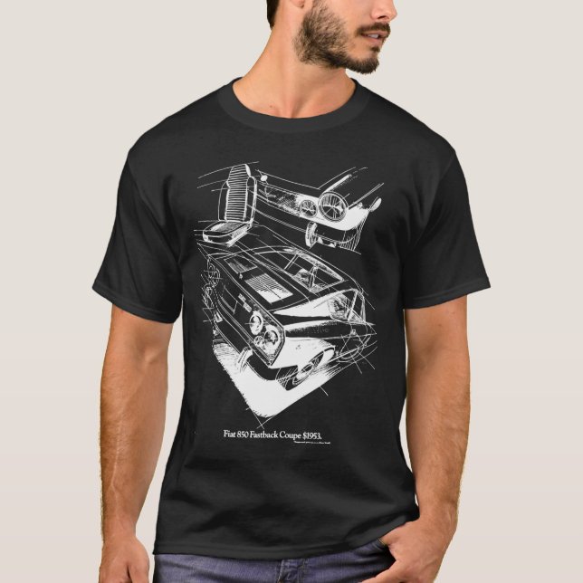 Camiseta FIAT 850 white on black31 (Anverso)