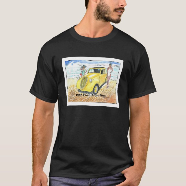 Camiseta Fiat Topolino 1937. Acuarela hecha en Italia. (Anverso)