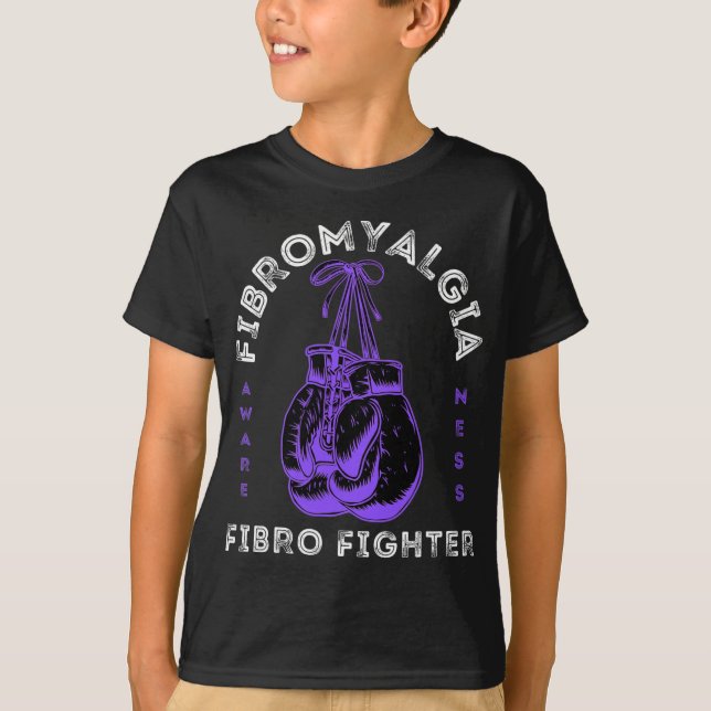Camiseta Fibromialgia Conciencia Cinta Guantes de boxeo Fib (Anverso)
