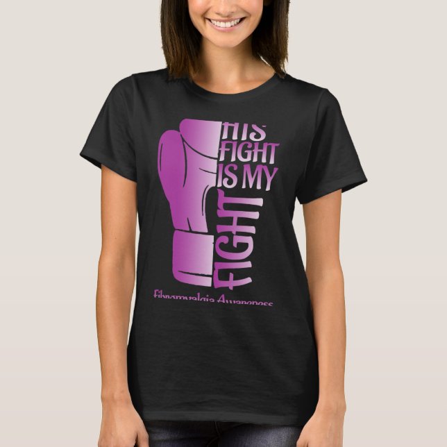 Camiseta Fibromialgia Conciencia Cinta Guantes de boxeo Fib (Anverso)