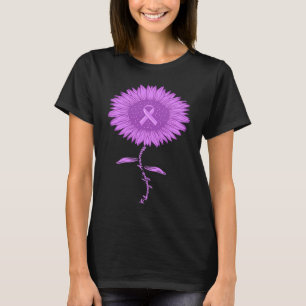 Camiseta Fibromialgia Conciencia Cinta púrpura de girasol