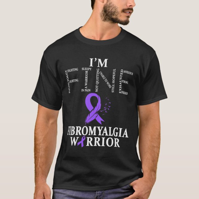 Camiseta Fibromialgia Conciencia Guerrero Apoyo Cinta Púrpu (Anverso)