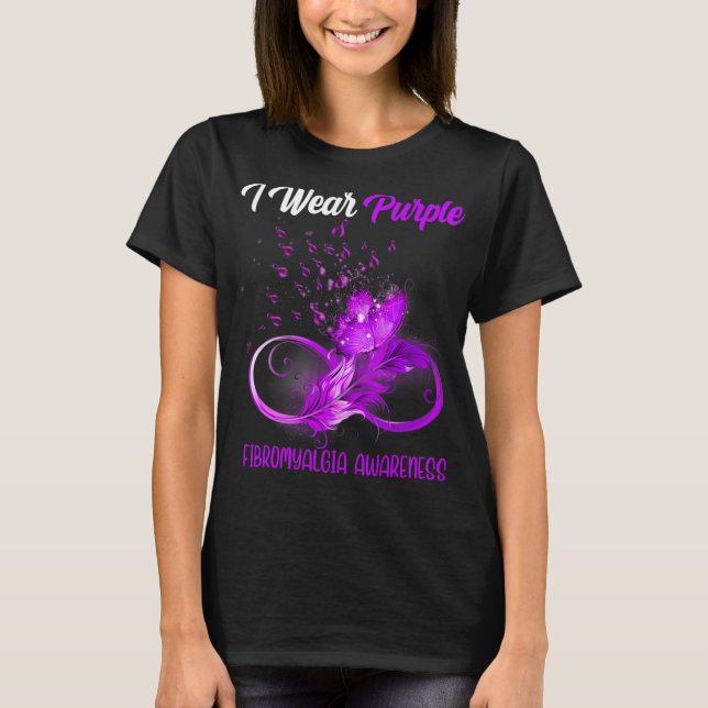 Camiseta Fibromialgia de la pluma de la cinta (Anverso)