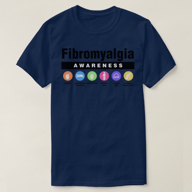 Camiseta Fibromialgia Discapacidad Síntomas de Conciencia (Diseño del anverso)