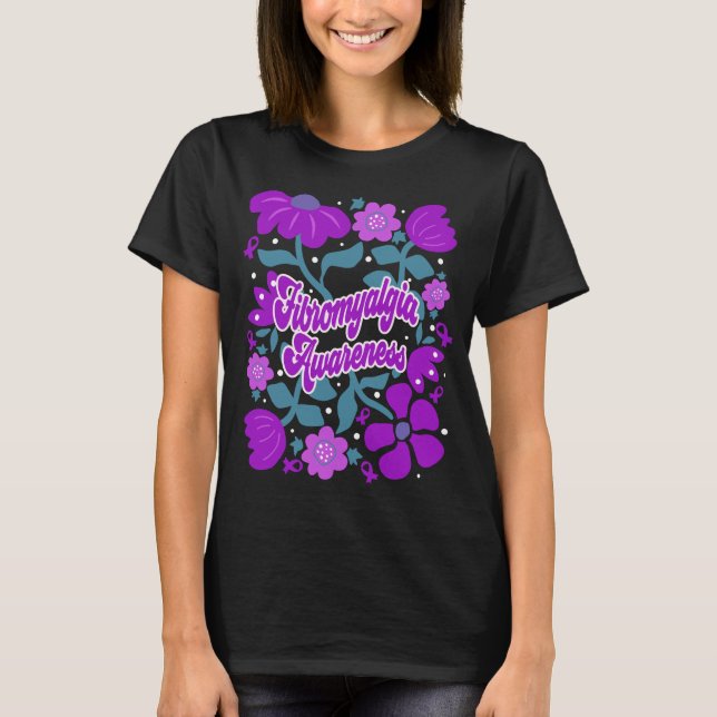 Camiseta Fibromialgia Flores y cintas (Anverso)