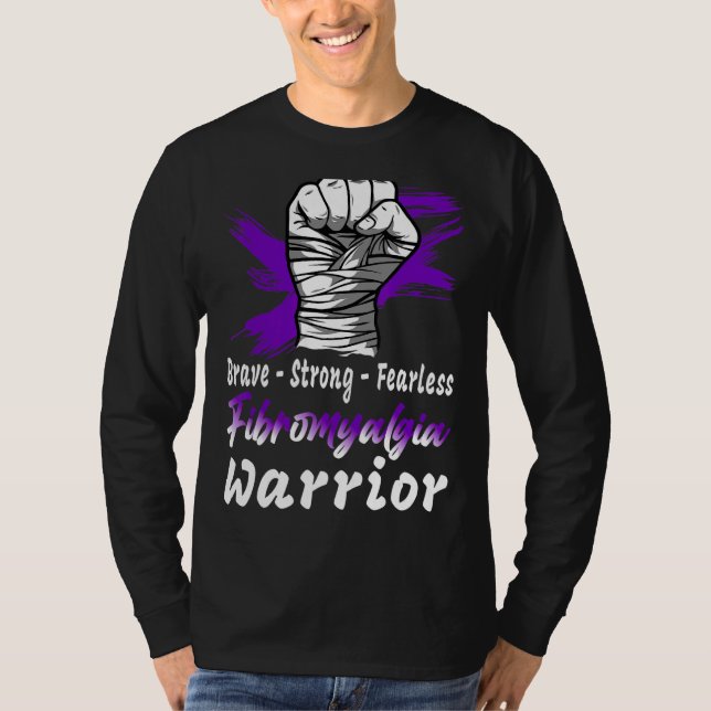 Camiseta Fibromialgia Warrior Purple Ribbon Soporte (Anverso)
