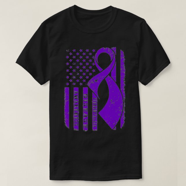 Camiseta Fibromyalgia Awareness American Flag Nobody Fight  (Diseño del anverso)