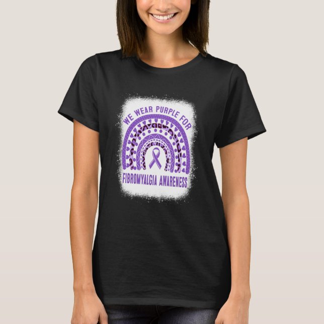 Camiseta Fibromyalgia Awareness Purple Ribbon Rainbow (Anverso)