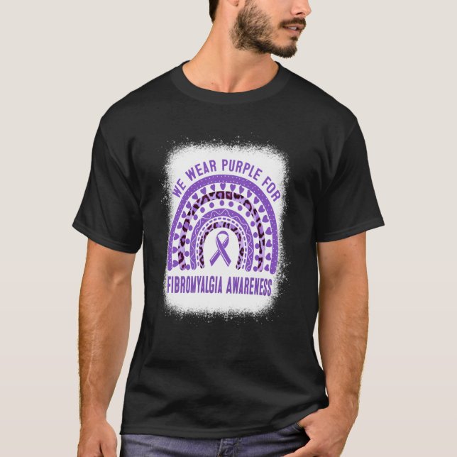 Camiseta Fibromyalgia Awareness Purple Ribbon Rainbow (Anverso)