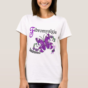 Camiseta Fibromyalgia de la mariposa 2 del vitral