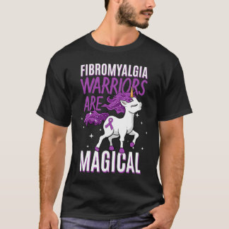 Camiseta Fibromyalgia Warrior Magical Unicorn Purple Ribbon