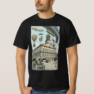 Camiseta Ficción científica vintage, ciudad steampunk victo