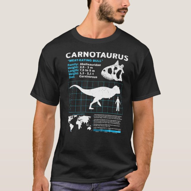 Camiseta Ficha descriptiva de Carnotaurus Dinosaur Facts Pr (Anverso)