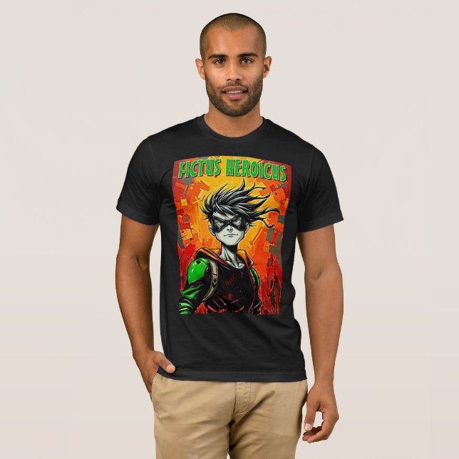 Camiseta Fictus Heroicus: Tee de superhéroe urbano retro (Anverso completo)