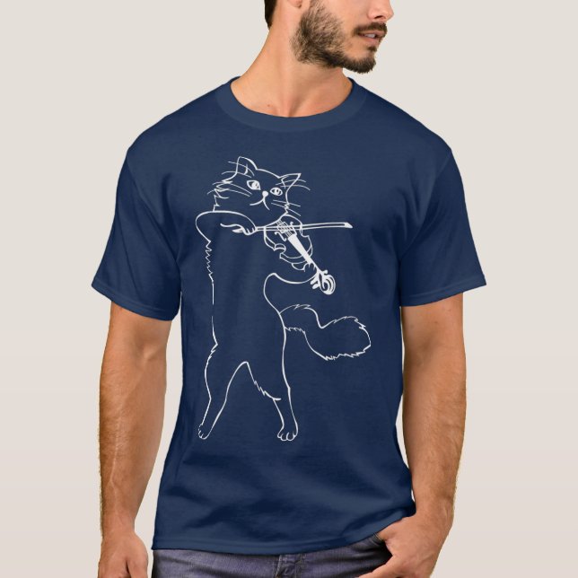 Camiseta Fiddle Violin Cat Musician Instrument Band (Anverso)