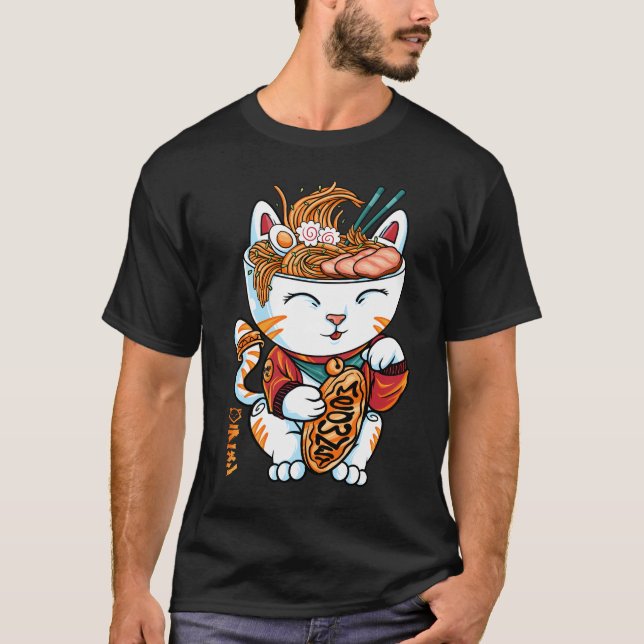 Camiseta fideo del gato afortunado (Anverso)