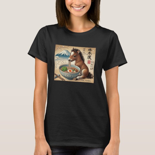 Camiseta Fideos clásicos japoneses Mt. Fuji Potro de caball (Anverso)