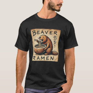 Camiseta Fideos de arte rupestre japonés: el castor de vida