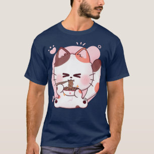 Camiseta Fideos del gato Ramen Anime Kawaii Chica japonés n