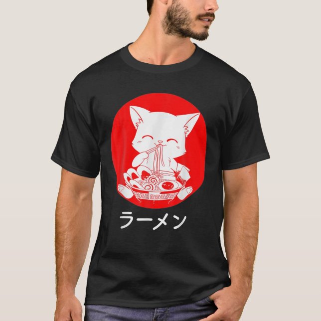 Camiseta Fideos japoneses de Cat Anime (Anverso)