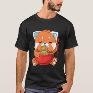 Camiseta Fideos Japoneses Panda Rojo Comiendo Ra
