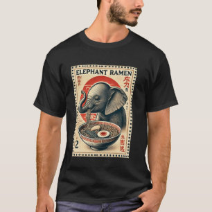 Camiseta Fideos Japoneses Sello Postal Vida Silvestre Elefa