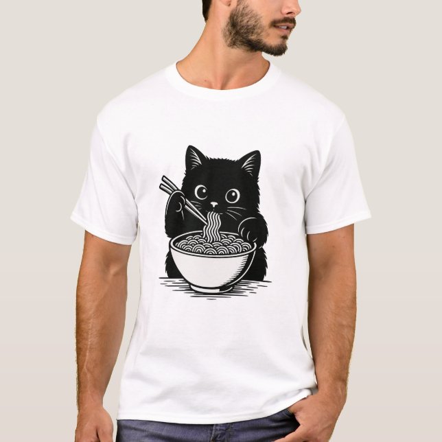 Camiseta Fideos para gatos - ¡Para los amantes de la comida (Anverso)
