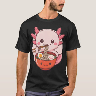 Camiseta Fideos Picantes Ramon Kawaii Axolotl Comiendo Pica
