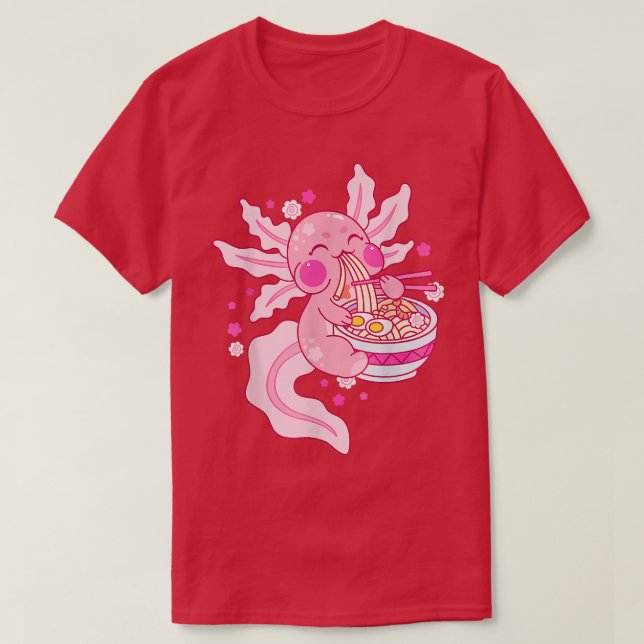 Camiseta Fideos Ramen de Axolotl Kawaii Anime Japonés Otaku (Diseño del anverso)