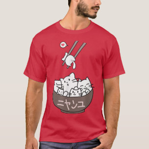 Camiseta Fideos Ramen de Gato Kawaii Japonés Anime C