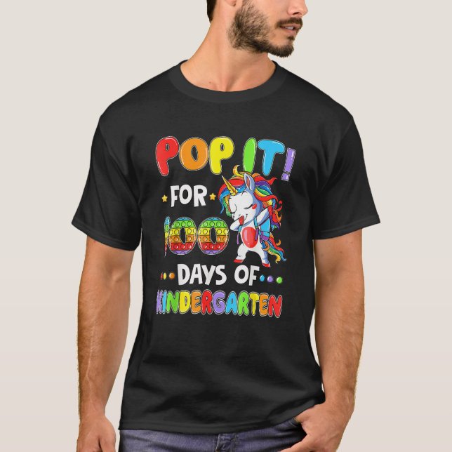 Camiseta Fidget Pop It 100 Day Of Kindergarten Unicorn Ki (Anverso)