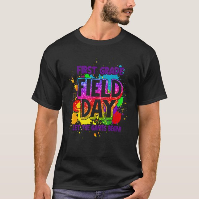 Camiseta Field Day First Grade Let The Games Begin Kids Col (Anverso)